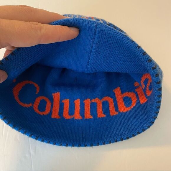 Columbia kids youth boys Urbanization Mix Beanie reversible hat blue stripe - Picture 2 of 8